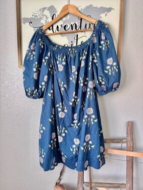 Old Navy cotton blue floral mini dress with pockets NWT